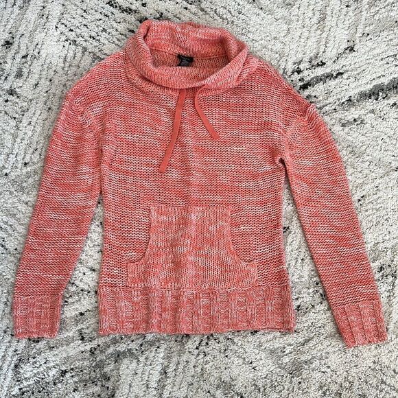 Coral peach cowl neck sweater - Picture 1 of 4